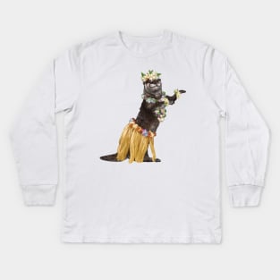 Otter the Hawaiian Dancer Kids Long Sleeve T-Shirt